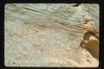 H.I. Bowllls, Salt Lake Tribune inscription