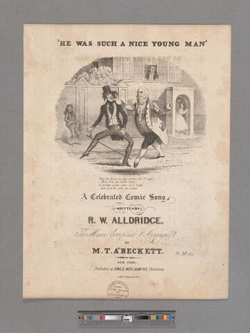 He was such a nice young man : a celebrated comic song  / written by R. W. Alldridge   the music composed & arranged by M. T. A'Beckett