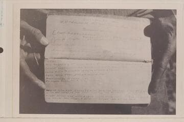 Page written in old register at Rainbow Bridge by Leigh Lint on Nov. 21, 1921 telling of the location of the Gregory Bridge. Lint was in the USGS party under direction of Chenowith