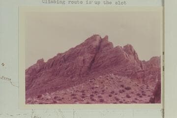 North, Middle, and South Echo Peaks. Climbing route is up the slot