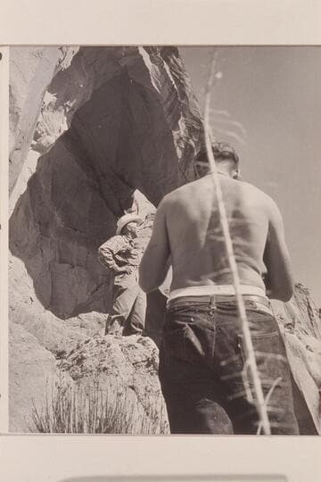 Masland being photographed by Jorgen Visbak. Arch in the Sky