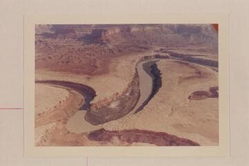 Bonita Bend.  River enters at left at Mile 30 1/2.  Exits at right at Mile 26.  Steer Mesa at top