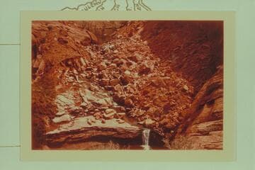 Fall at the rock slide; the lake shows above
