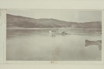 Motorboat "Arizona" operated by prospectors Hoffman and Algiers at Temple Bar. Probably by LaRue