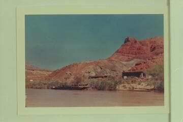 Lees Ferry. The scow on the shore appears to be the old ferry??