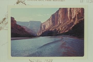 The Turbocraft 'Kiwi" cruising up Marble Cany9on after topping Kwagunt Rapid.  Taken from the "Wee Red."
