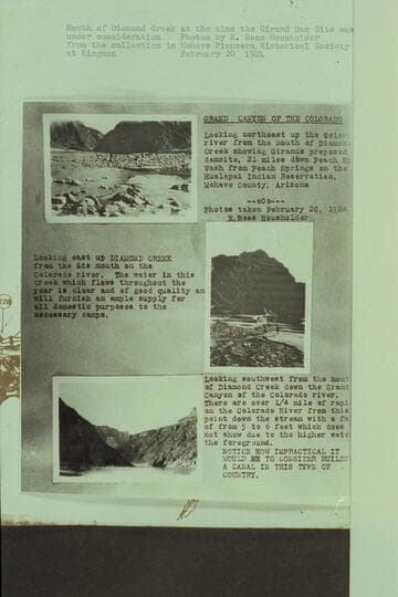 Mouth of Diamond Creek at the time the Girand Dam Site was under consideration