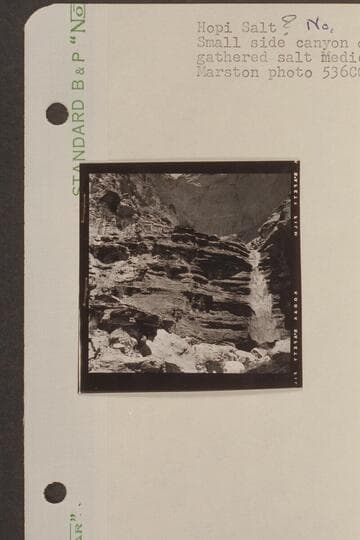 The travertine building up from the salt spring above the first bench.  Small side canyon opposite Kwagunt Canyon where the Hopis gathered salt medicine