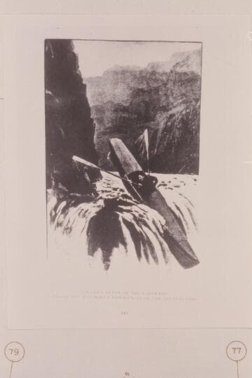 Monett in the Grand Canyon. Monett's boat swamped at Hance Rapid on Xmas Eve and was pulled to shore. By the morning, it had floated away