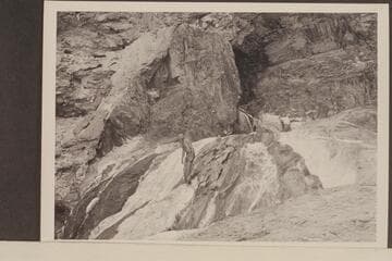Mouth of Travertine Canyon. Hugh Cutler tries to find a way down. Chuck Richey tries to find a way up