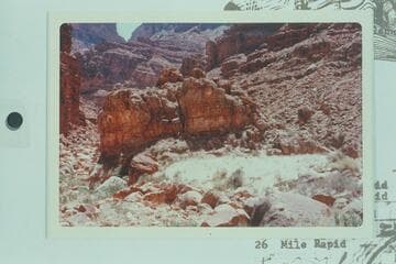 Stanton's Marble Pier at Mile 24.5, left bank in Marble Canyon. The view is from the river side with the side canyon in the background