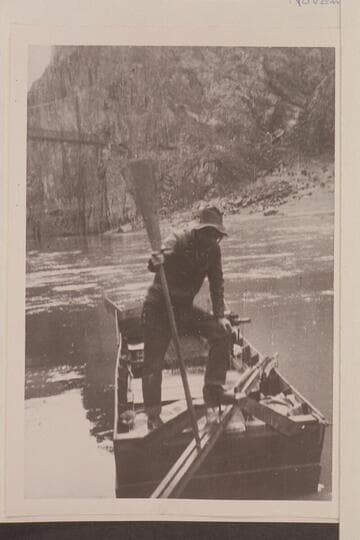 The scow with Tankersly standing in it after he had packed supplies to the couple