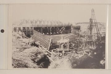 Headgate at Sharp's--Colorado River. Construction work