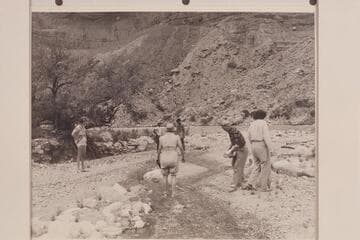 Diverting the water from Nancoweap Creek.  M. Marston; Nevills; Elma Milotte; Garth Marston; Henderson; Pauline Saylor
