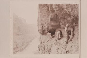Pauline Saylor and Al Milotte investigate the granaries at Nancoweap Creek, Marble Canyon