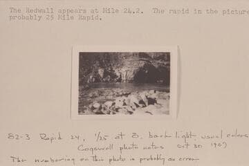 Lining in Marble Canyon; probably 25 Mile Rapid. Mile 24.95