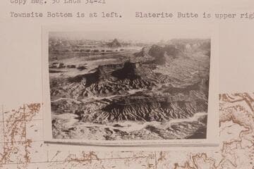 Southerly across Millard Canyon to Buttes of the Cross. Townsite Bottom is at left. Elaterite Butte is upper right