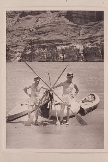 John and Leo Krusack at Paria Riffle at end of their run from Bluff to Lees Ferry.  San Juan River.  Yampa River