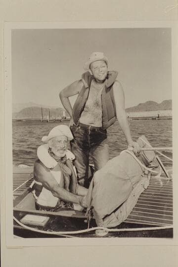 Dock Marston and Bill Belknap at the end of the 1950 run through the Grand Canyon. At Boulder City