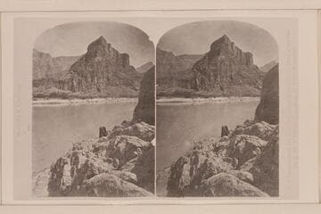 [print from a stereo] "Views on the Colorado River," Marble Canon Series:  Cliff at the Junction of the Little Colorado River
