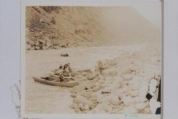 Preparing to embark from camp at foot of Hermit Rapid.  Bright Angel gauge:  2,650 cfs
