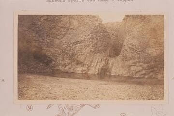 Tappan Spring near Tuba Bridge (Little Colorado River).  Lava formation on sandstone.  Water breaking out at intermediate point.  Bauwens spells the name "Teppen."