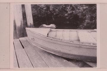 Details of Holmstrom's boat, the "Julius". The boat has been sold to a Coquille fisherman who has removed part of the decking and cut off the stern for an outboard motor