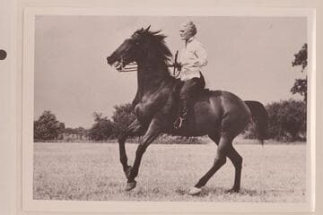 Mary Ogden Abbott riding "Temulac."  Concord, Massachusetts