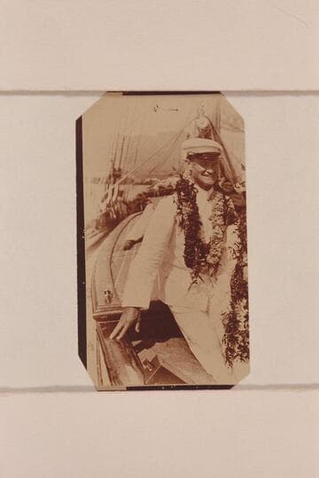 Lewis R. Freeman. Honolulu. Flower-crowned on South Seas Yachting Cruise