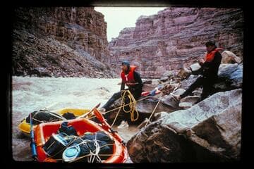 Line at Dark Canyon rapids, Mile 182.7