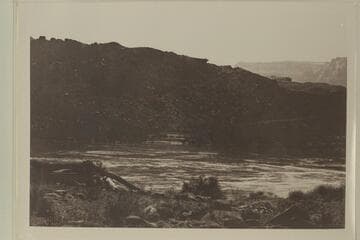 Remains of old cable cribs at Lees Ferry--at left