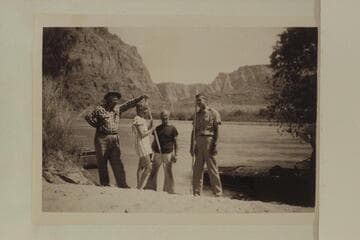 Jordan Rust; Margaret Marston; Dock Marston; Guy Forcier. Lees Ferry prior to start of motor transit of Grand Canyon