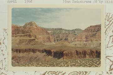 Camp of parachutists west of Tuna Creek from the Tonto Platform at left bank. Point Sublime is upper left