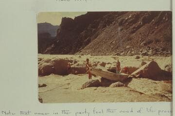 Nevills crew portaging Hermit Rapids. Left to right: Mary Abbott, Helen Kendall, Jim Rigg, Frank Wright and Norm Nevills
