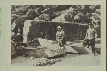 "Titanic" and "Ross Wheeler" cached below Badger Creek Rapid. Russell and Quist?