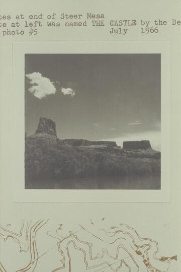 The buttes at end of Steer Mesa.  The butte at left was named The Castle by the Best Expedition