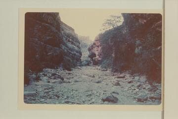 Up Kwagunt Hollow. Kwagunt Hollow is tributary to Jumpup Canyon which is tributary to Kanab Creek which is tributary to the Colorado River at Mile 143 1/2 right bank