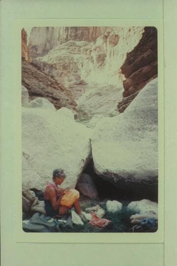 Grandma Margaret Marston catches up on the sewing; mouth of Supai
