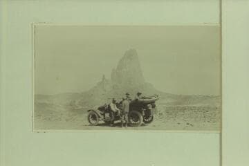 The Zahn party and their Franklin car at El Capitan en route from Los Angeles to the Zahn Mine on the San Juan River in 1915, Sep