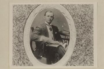 Seymour S. Dubendorff, for whom the rapid is named. Capsized in the rapid at Mile 131 on 1909, Nov. 08. Photo copied from his gravestone at Myton, Utah. Galloway-Stone counted the rapid as "No.96 from the mouth of the Little Colorado."