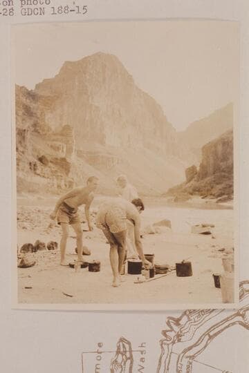 Joe Desloge and Garth Marston take on breakfast.  Joseph Desloge in background