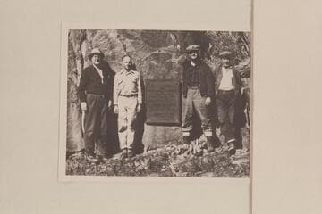 Ed Hudson, Harry Aleson, Hugh Brown, Fred Swenson. Separation Plaque. After failure of upriver attempt in 1944, Feb