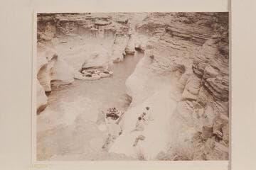 The 1947 Nevills party leaving the lagoon at the mouth of Supai Creek