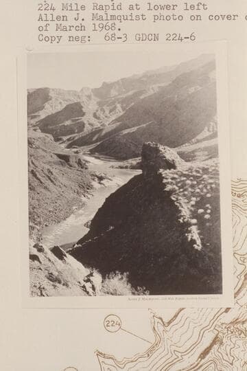 Up Grand Canyon from Diamond Peak. 224 Mile Rapid at lower left