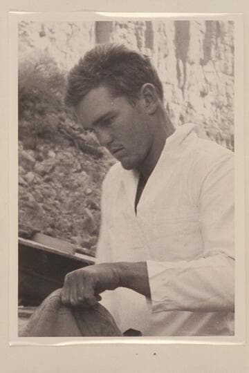 William "Gerry" Cooper. At camp near Mile 41 in Marble Canyon. Cooper piloted an inboard power boat through the canyons in 1951