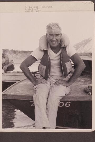 Gordon Avil. Cameraman. Sandy Point. Avil completed a traverse of the Grand Canyon in 1959, June