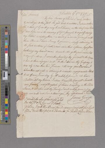 Gough, James. Letter to Richard Shackleton