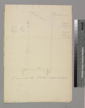 Hebrew Cemetery - sketch map correcting corners of cemetery
