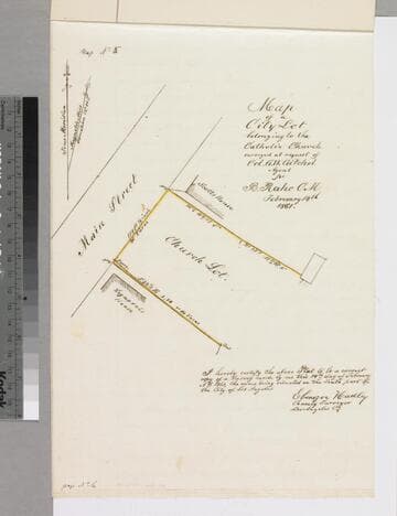 Map of a City Lot belonging to the Catholic Church surveyed at the request of Col. G.W.Gitchel