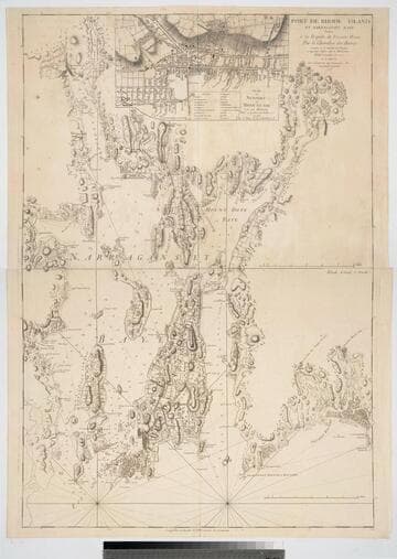 Port de Rhode Island et Narraganset Baye à la Requête du Vicomte Howe par le Chevalier des Barres, Londres 1776, traduit de l'Anglais, et augmenté d'apres celui de Blaskowitz